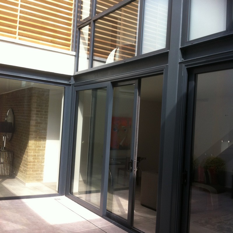 Anthracite aluminium sliding patio doors fitted in Hampstead