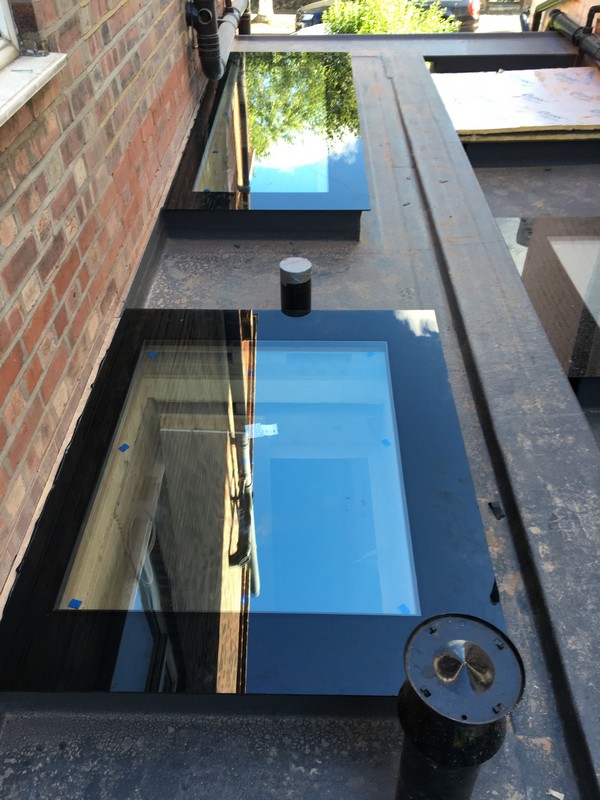 Multiple flat roof skylights on extension in Hampstead